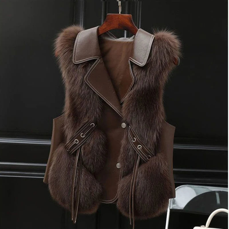 Faux fur statement vest for women | Nereida