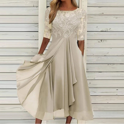 Lace embroidered elegant dress for women | Elizara