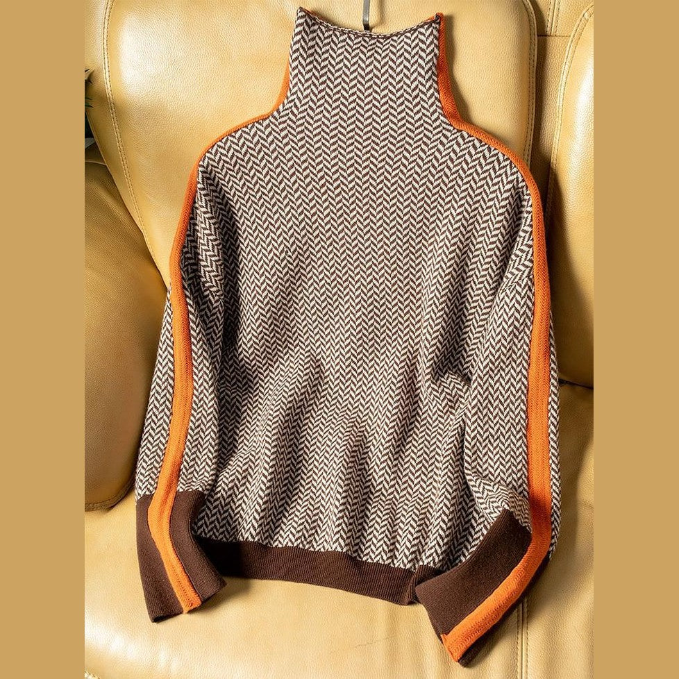 High-neck striped sweater for women | Lucia