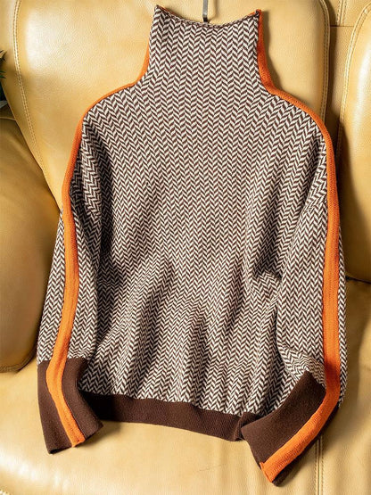 High neck striped jumper for women | Ciela