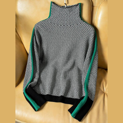 High-neck striped sweater for women | Lucia