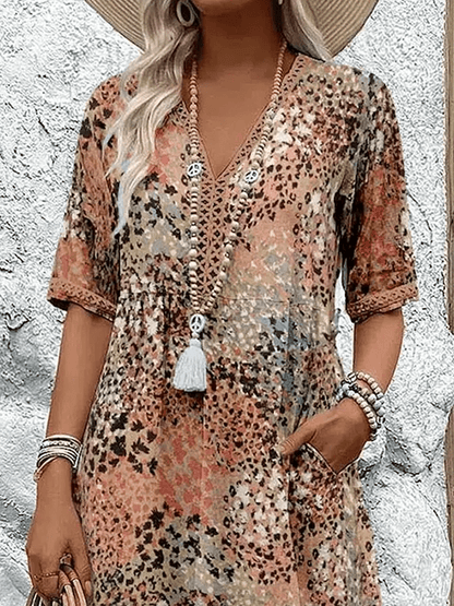 Ocean print relaxed midi dress for women | Skyler -2