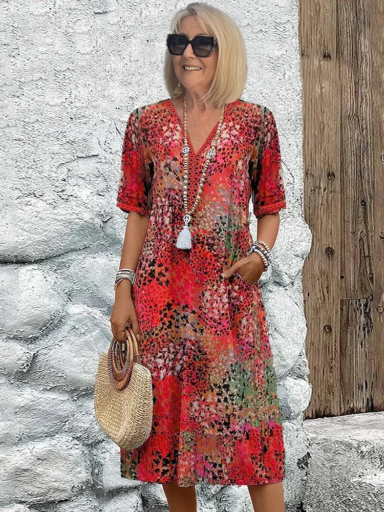 Vibrant everyday midi dress for women | Andrea -2