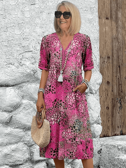 Ocean print relaxed midi dress for women | Skyler -6