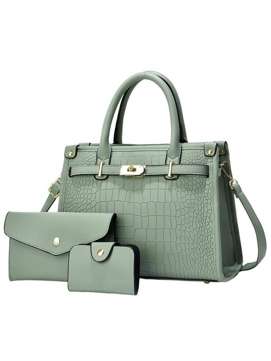 Crocodile embossed crossbody handbag set for women | Alenor