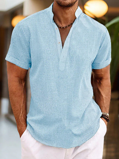 Short sleeve Henley collar summer shirt Classic for Men | Silas Air