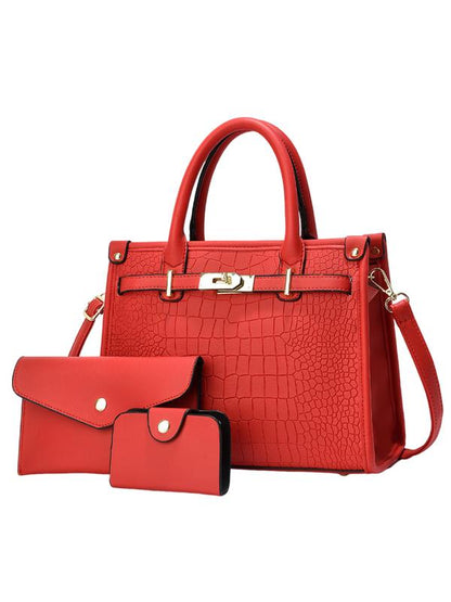 Crocodile embossed crossbody handbag set for women | Alenor