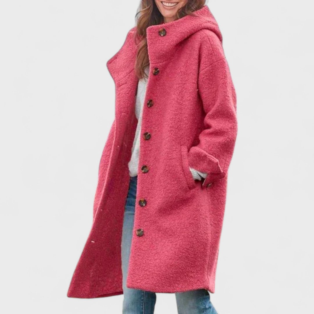 Longline button coat for women | Aida