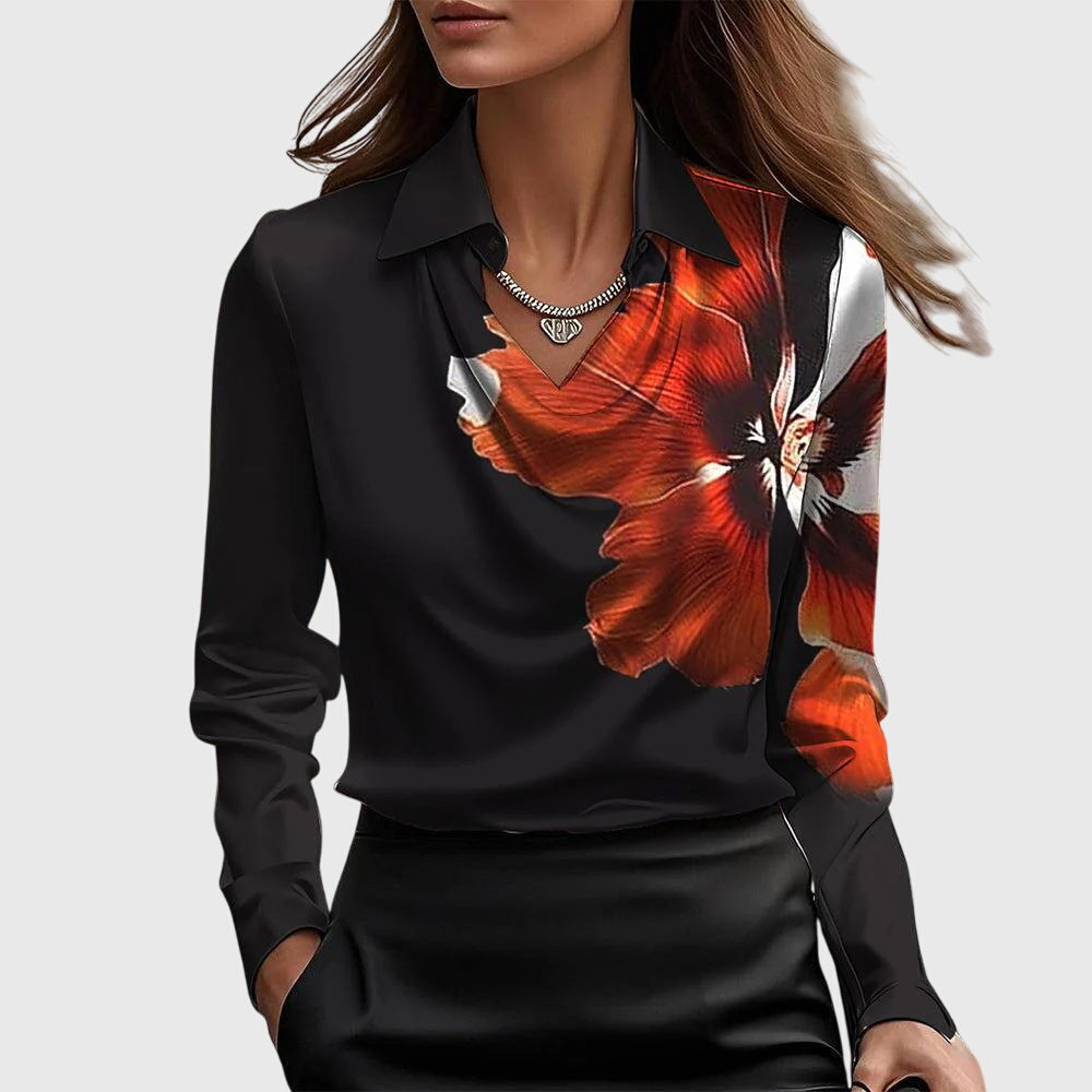 Pleated blouse with relaxed flowing silhouette | Brooklyn