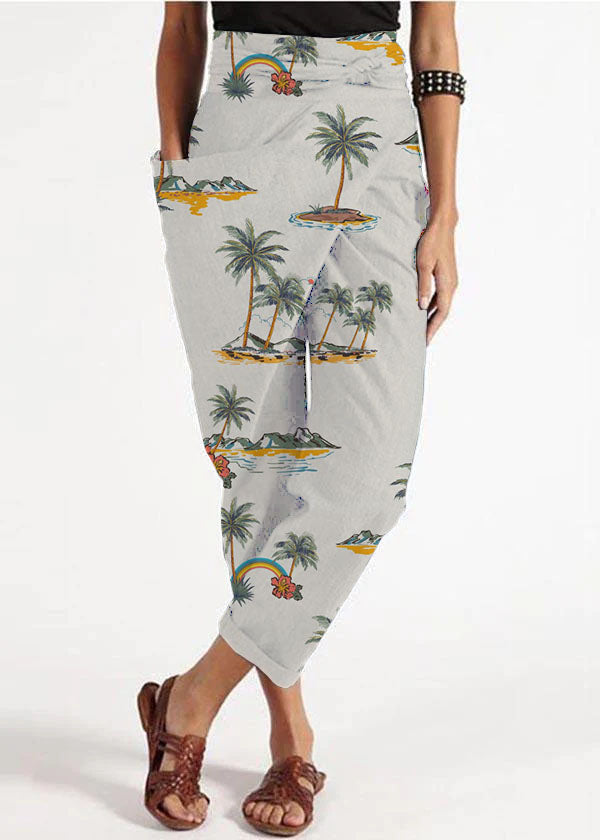 Grey Asymmetrical High-Waist Harem Pants Versatile For Women | Kaelis