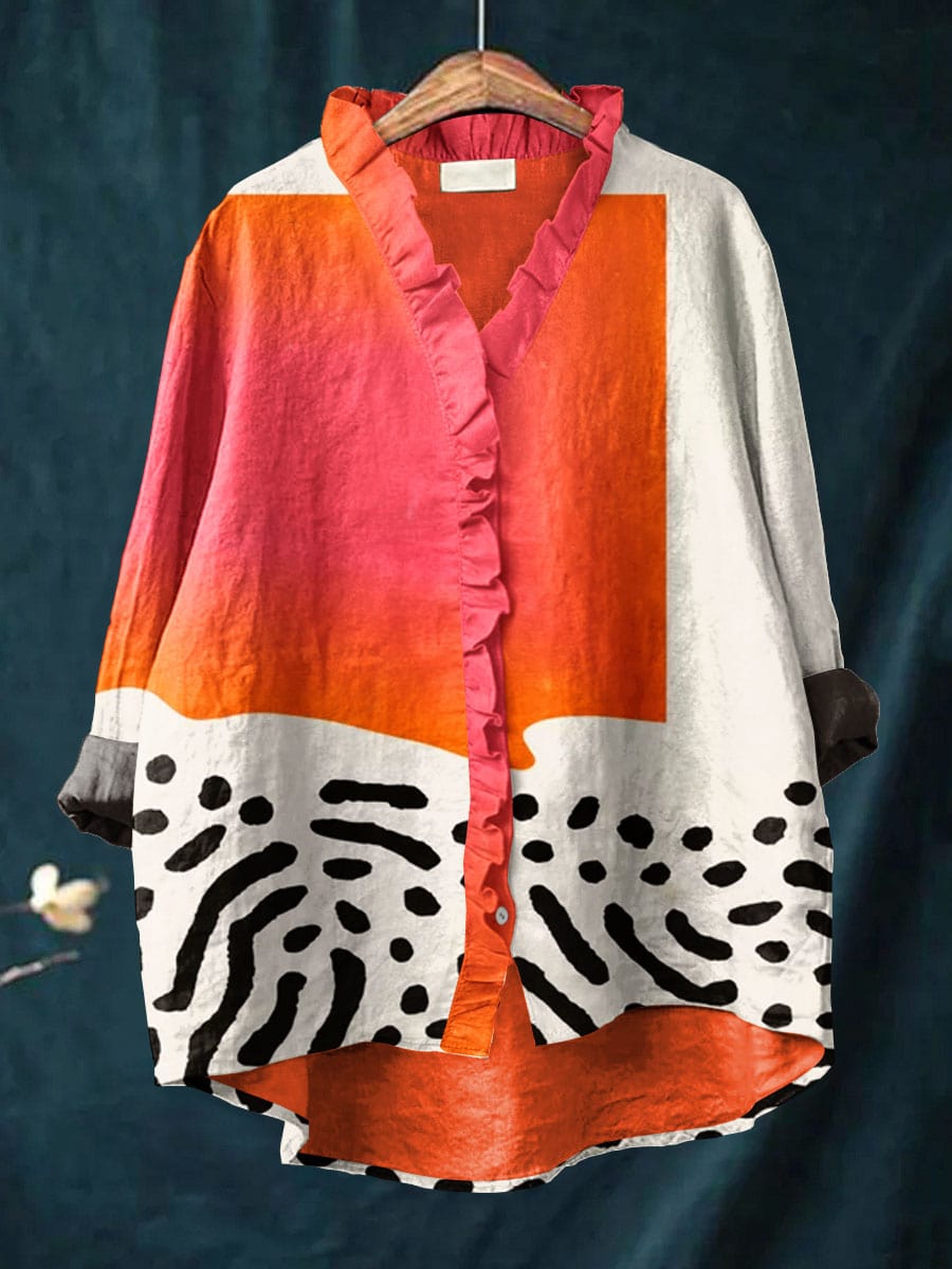 Ruffle Neck Lightweight Blouse with Relaxed Fit for Women | Melinda