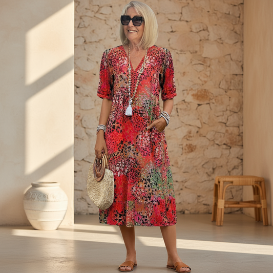 Vibrant everyday midi dress for women | Andrea -1