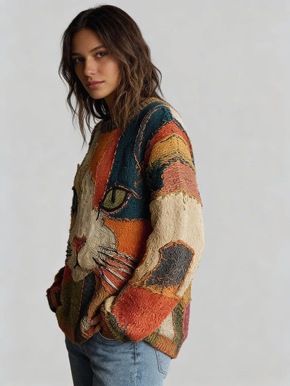 Art-inspired casual sweater with relaxed silhouette for women | Elira