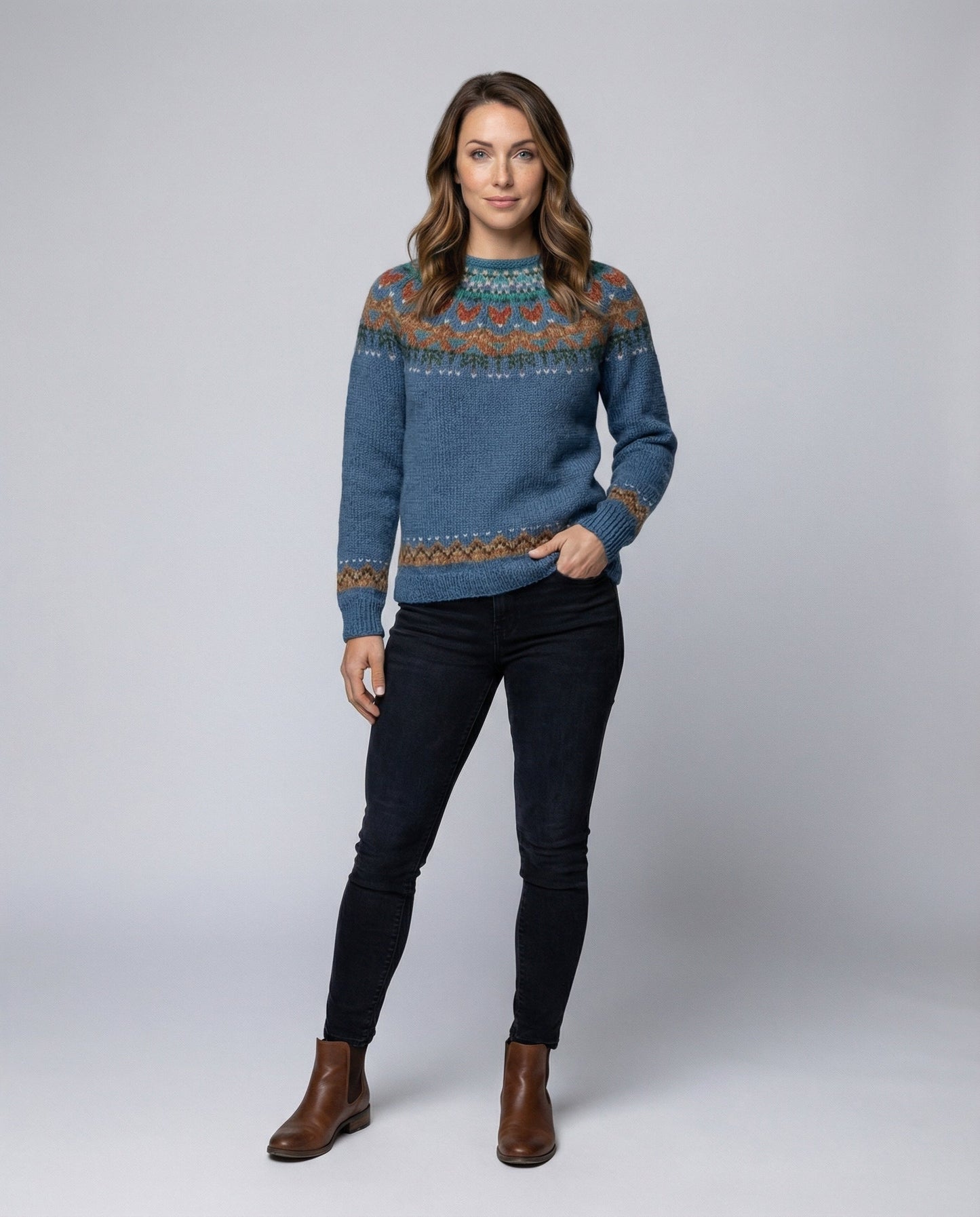 Vintage Icelandic-inspired knit everyday jumper for women | Elvira -1