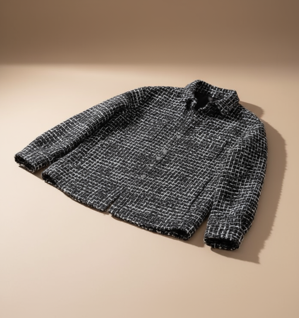 Houndstooth button shacket for men | Arden