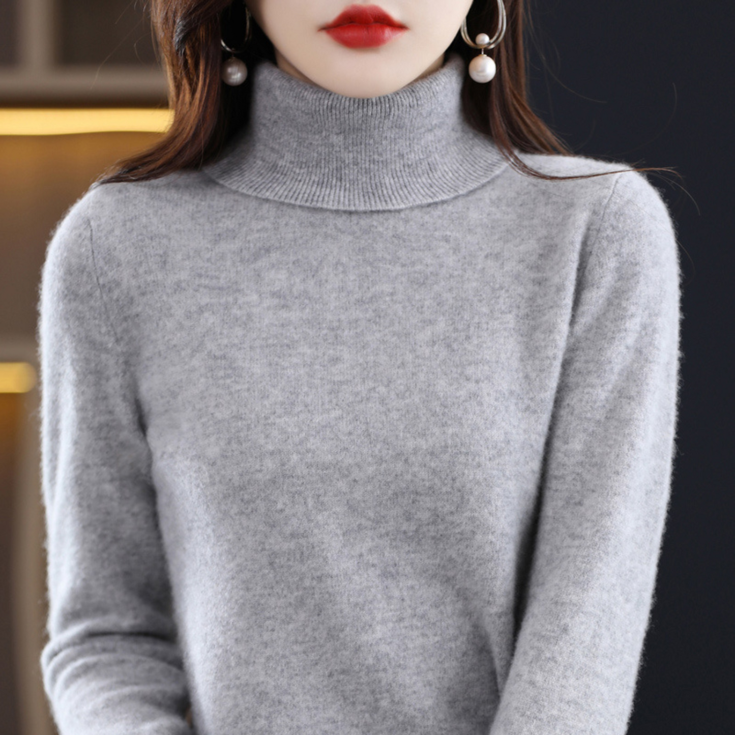Refined turtleneck soft everyday jumper for women | Elara -10