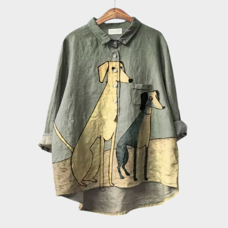 Artistic Printed Button-Up Shirt for Women | Audrey