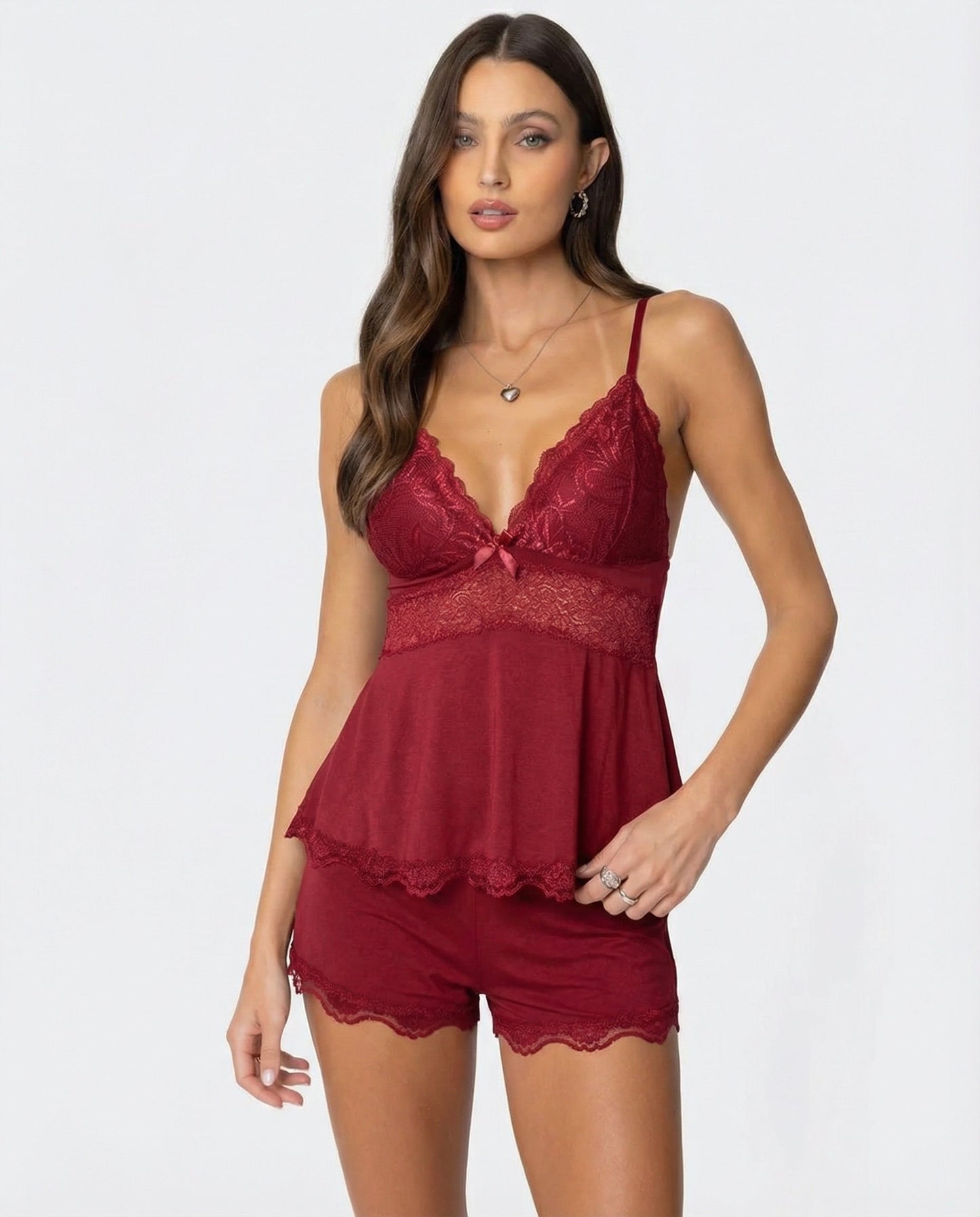 Lace elegant loungewear set for women | Midnight Kiss -5