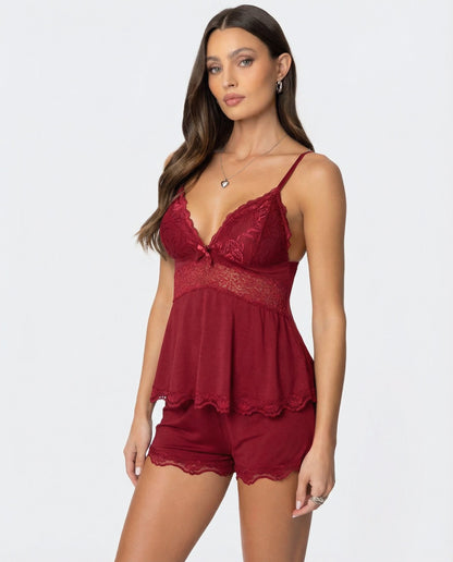 Lace elegant loungewear set for women | Midnight Kiss -6