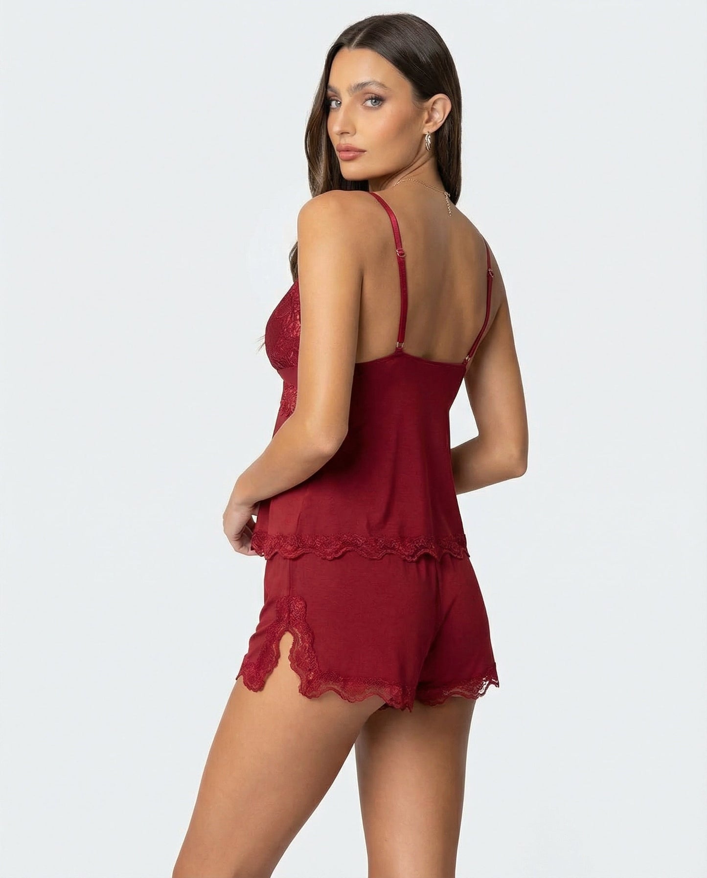 Lace elegant loungewear set for women | Midnight Kiss -7