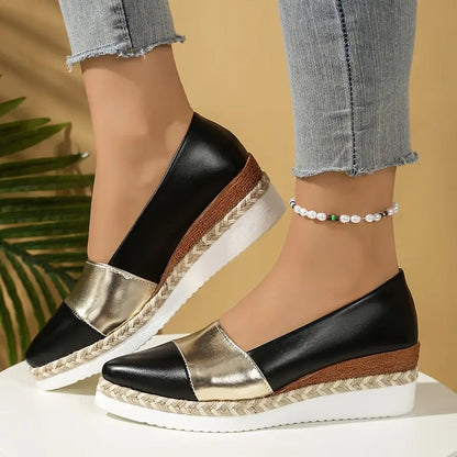 Metallic-finish wedge everyday sandals for women | Solenne -5