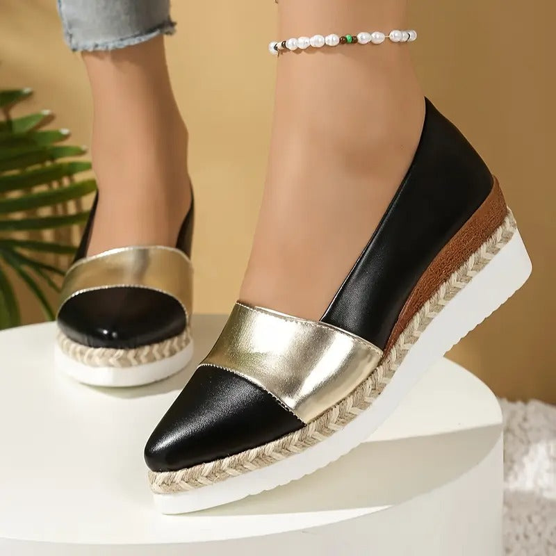 Metallic-finish wedge everyday sandals for women | Solenne -4
