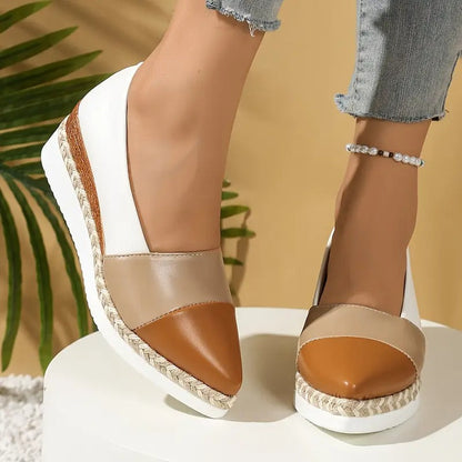 Metallic-finish wedge everyday sandals for women | Solenne -6