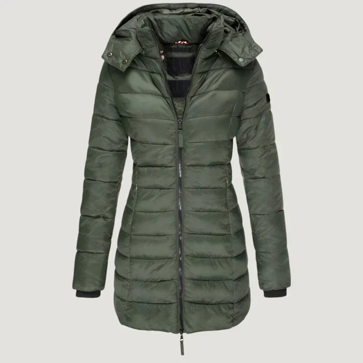 Hooded long winter jacket for women | Noelle