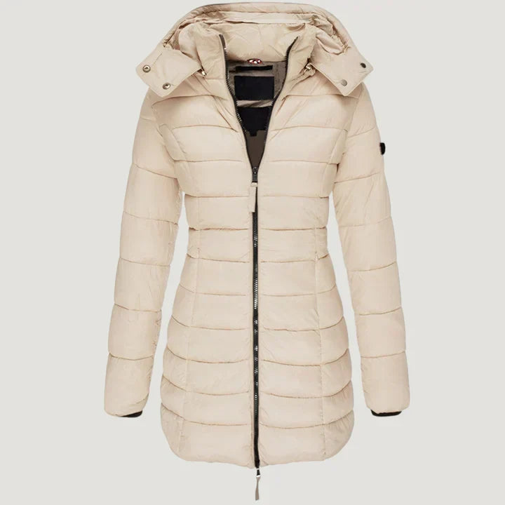 Hooded long winter jacket for women | Noelle