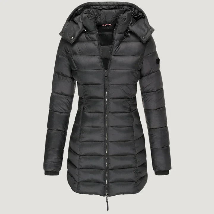 Hooded long winter jacket for women | Noelle