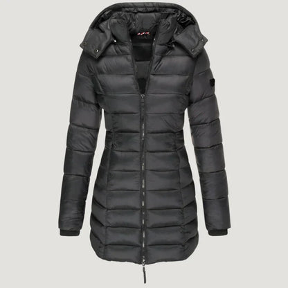 Hooded long winter jacket for women | Noelle