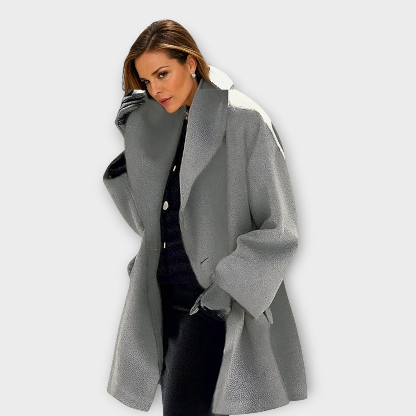Elegant long minimalist winter coat Chic for Women | Avery Noir