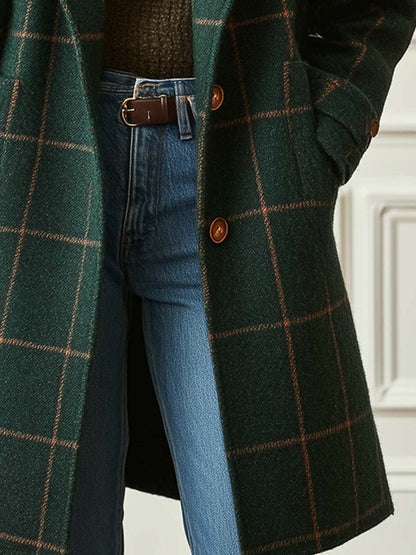 Checked lapel coat for women | Karmen