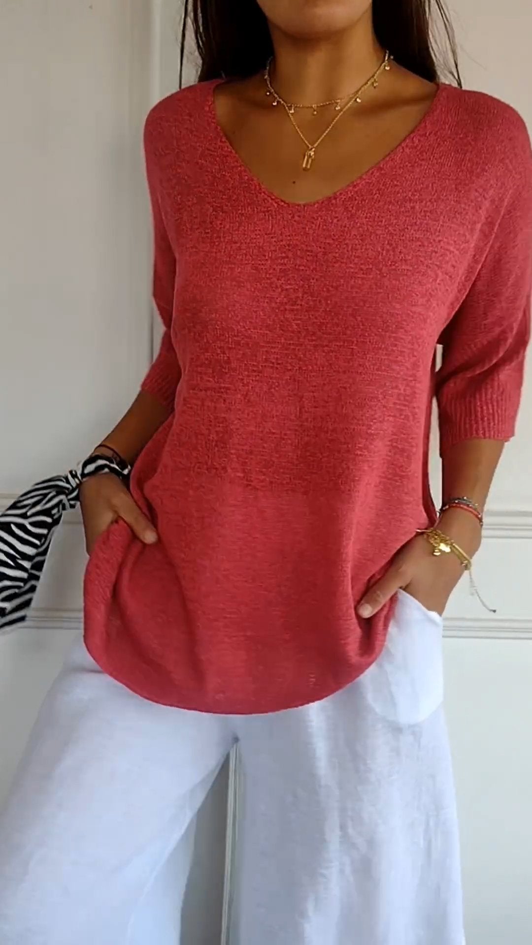 Timeless V-neck everyday casual top for women | Jill -2