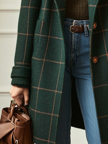 Checked lapel coat for women | Karmen