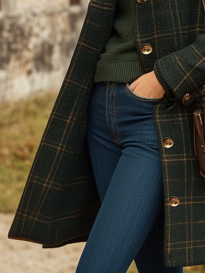 Elegant long plaid tailored winter coat Stylish for women | Peyton Elan