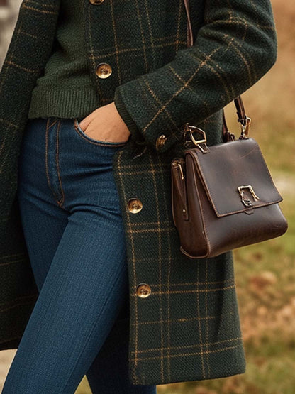 Elegant long plaid tailored winter coat Stylish for women | Peyton Elan