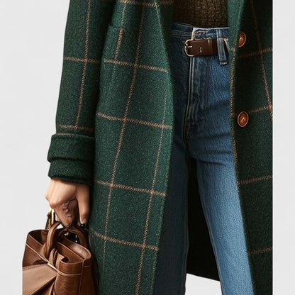 Classic Plaid Lapel Coat for Women | Sally