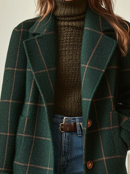 Checked lapel coat for women | Karmen