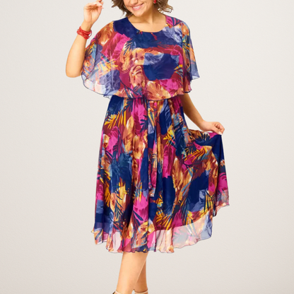 Comfortable relaxed everyday chiffon dress for women | Barbara -1