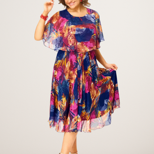 Comfortable relaxed everyday chiffon dress for women | Barbara -1