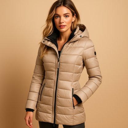 Lightweight hooded puffer jacket for women | Elize