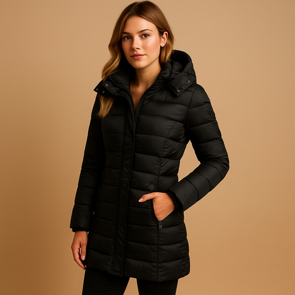 Lightweight hooded puffer jacket for women | Elize