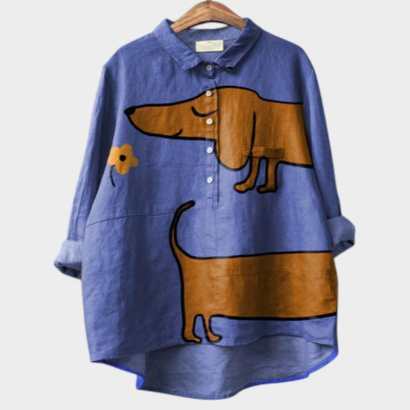 Artistic Printed Button-Up Shirt for Women | Audrey
