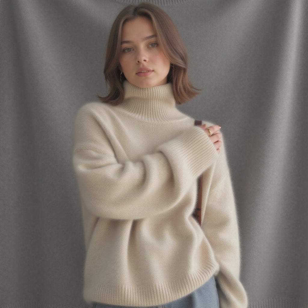 Oversized turtleneck knit sweater with relaxed fit Cozy for Women | Sydney Élan