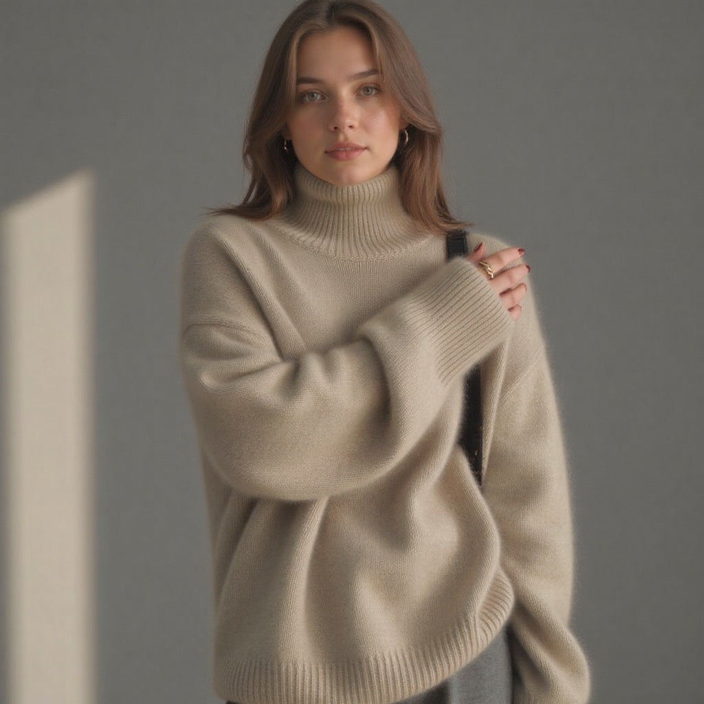 Oversized turtleneck knit sweater with relaxed fit Cozy for Women | Sydney Élan