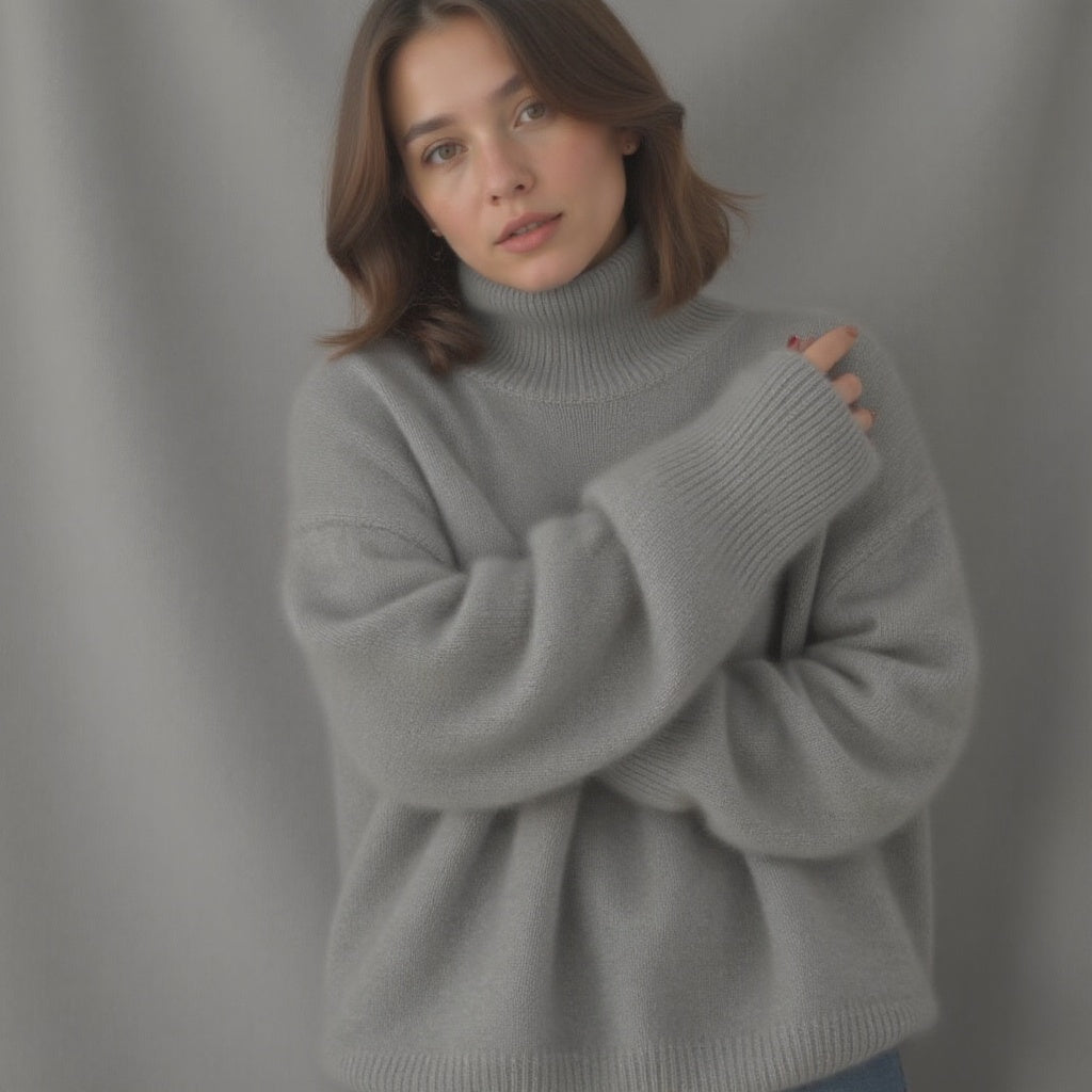 Oversized turtleneck knit sweater with relaxed fit Cozy for Women | Sydney Élan