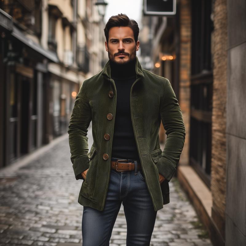Slim fit stand collar buttoned coat Stylish for Men | Emerson Vale