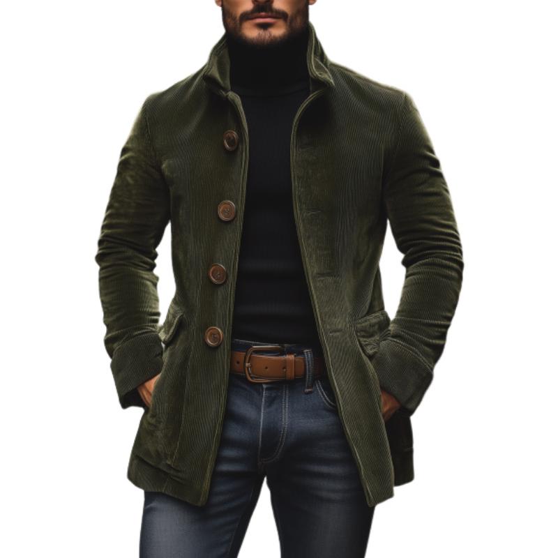 Slim fit stand collar buttoned coat Stylish for Men | Emerson Vale