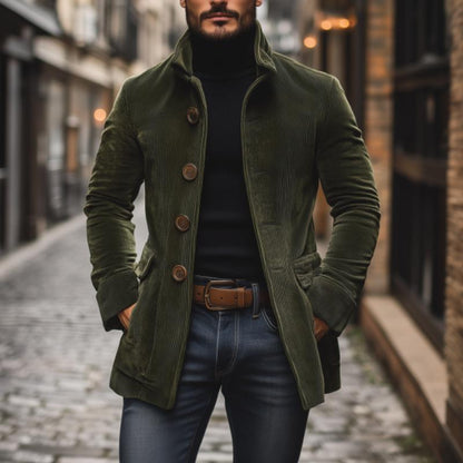 Slim fit stand collar buttoned coat Stylish for Men | Emerson Vale